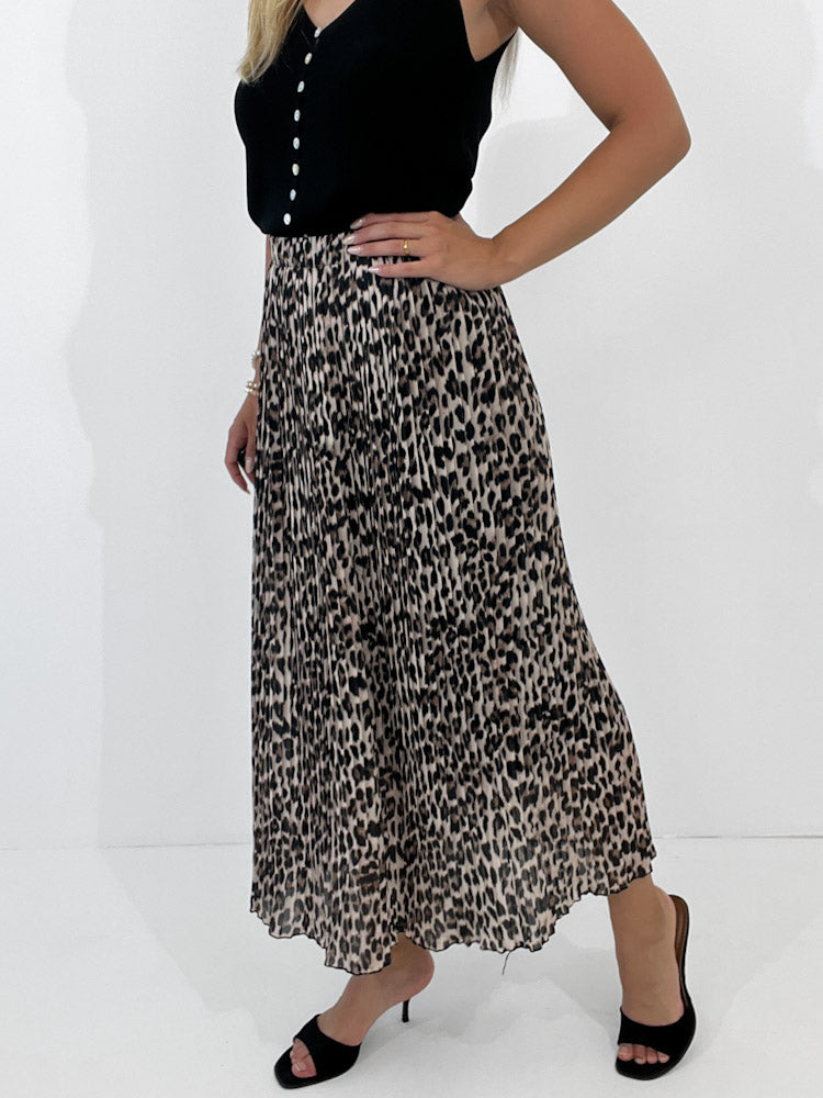 "Skirt Leo" stylischer Plissee Rock - beige