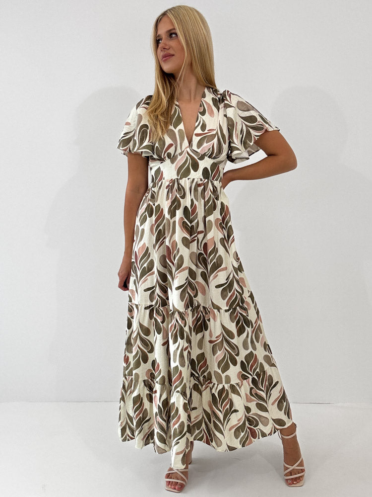 "Summer Dress" schönes Kleid aus Vicose - creme/olive