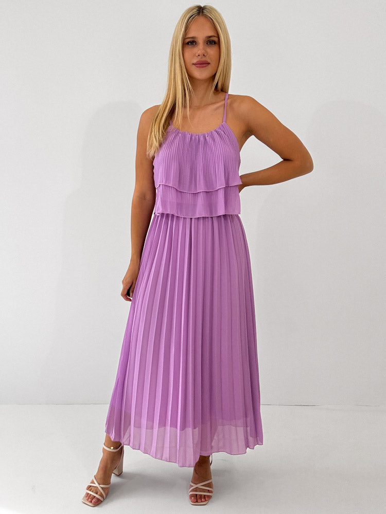 "Milano" Plissee Kleid - lila