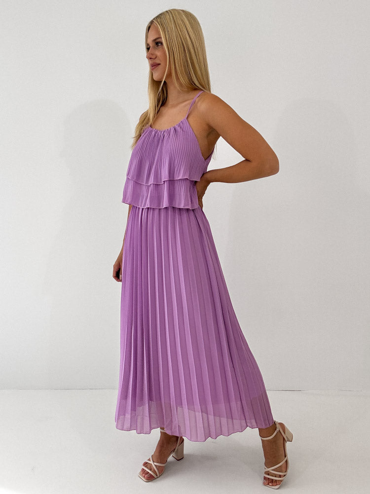 "Milano" Plissee Kleid - lila