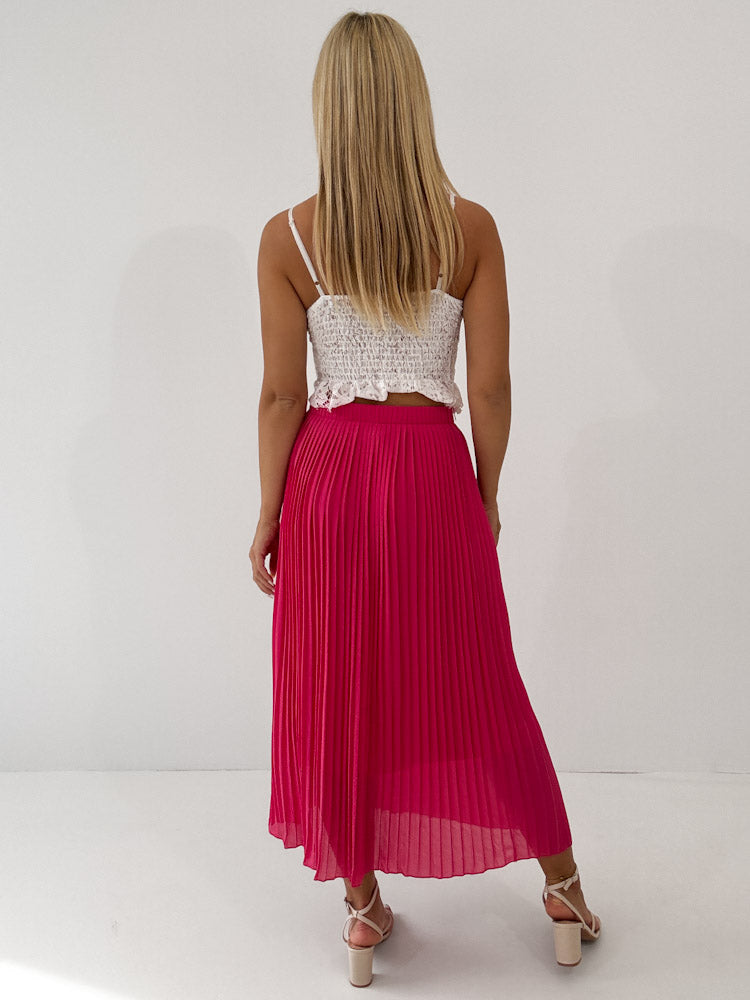 "Skirt" stylischer Plissee Rock - pink