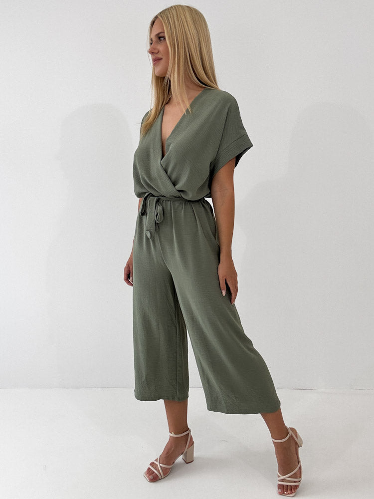 "Sunshine" stylischer Jumpsuit - matcha grün