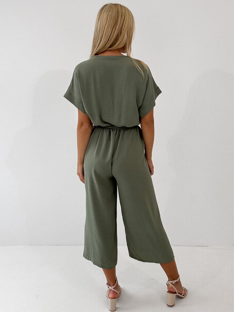 "Sunshine" stylischer Jumpsuit - matcha grün