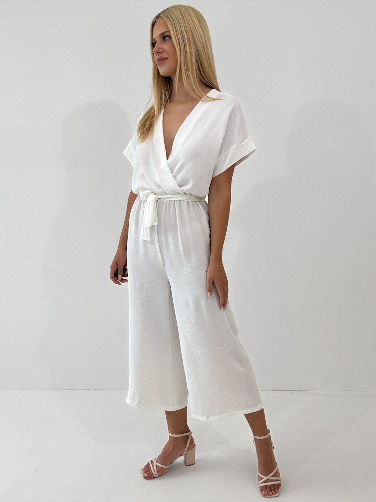 "Sunshine" stylischer Jumpsuit - weiß