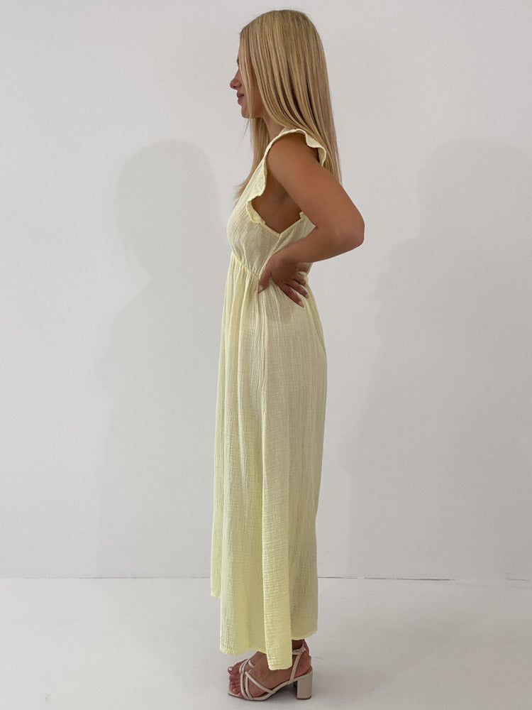 "Pianosa" - tolles Maxikleid aus Musselin - lemon ice