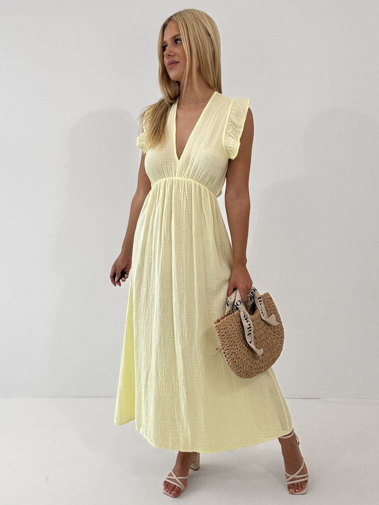 "Pianosa" - tolles Maxikleid aus Musselin - lemon ice