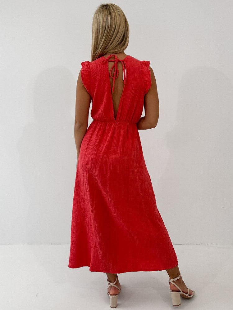 "Pianosa" tolles Maxikleid aus Musselin - coral
