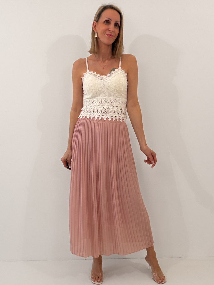 "Skirt" stylischer Plissee Rock - hellrosa