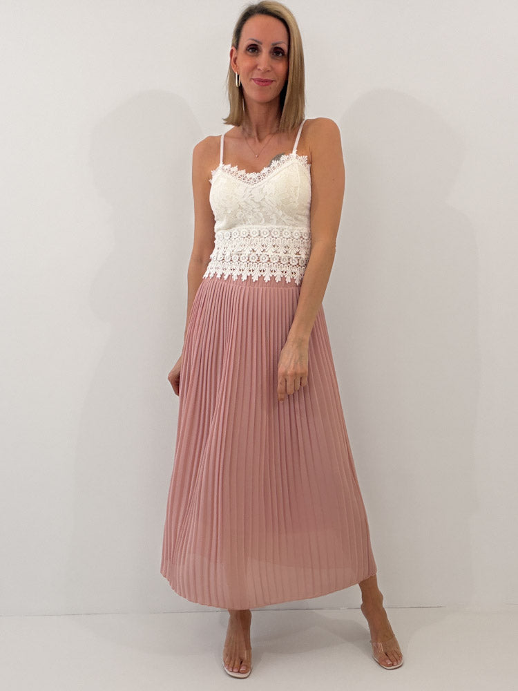"Skirt" stylischer Plissee Rock - hellrosa