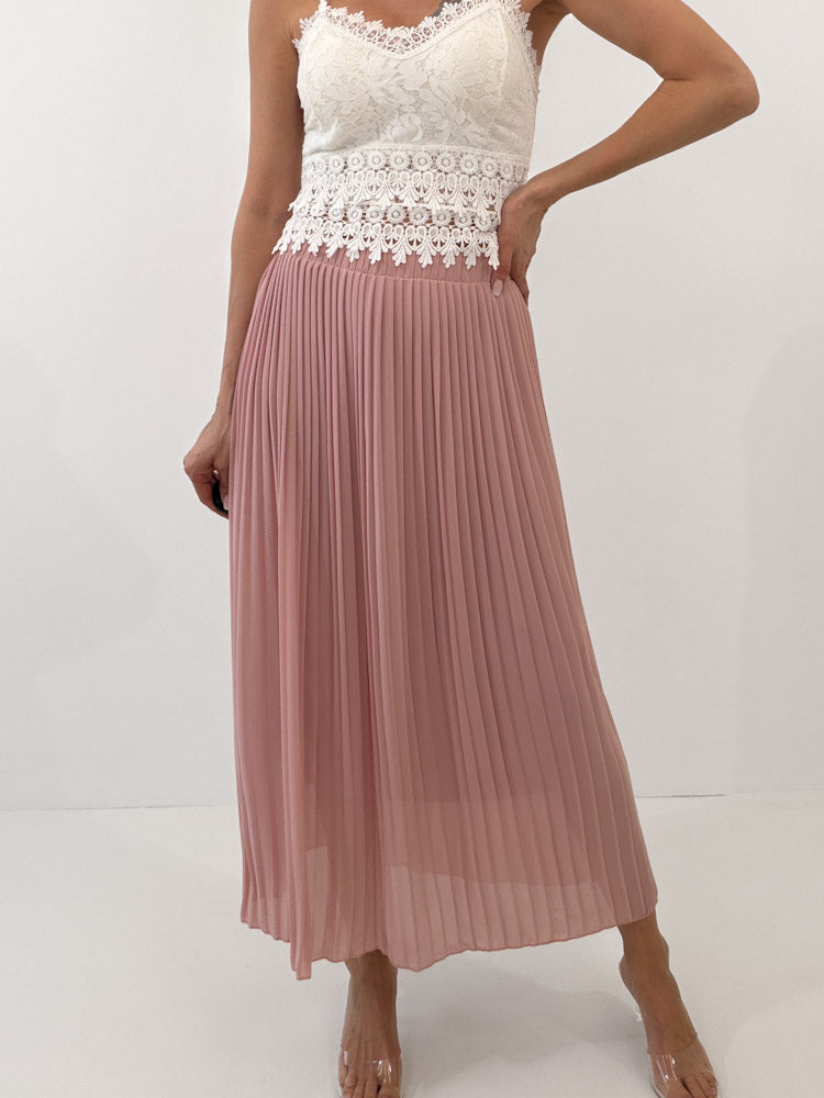 "Skirt" stylischer Plissee Rock - hellrosa