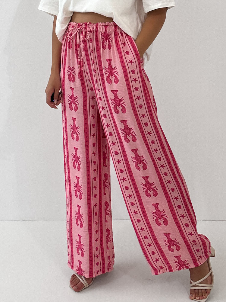 "Mare Mio Lobster" stylische Hose aus Viscose - rosa/pink