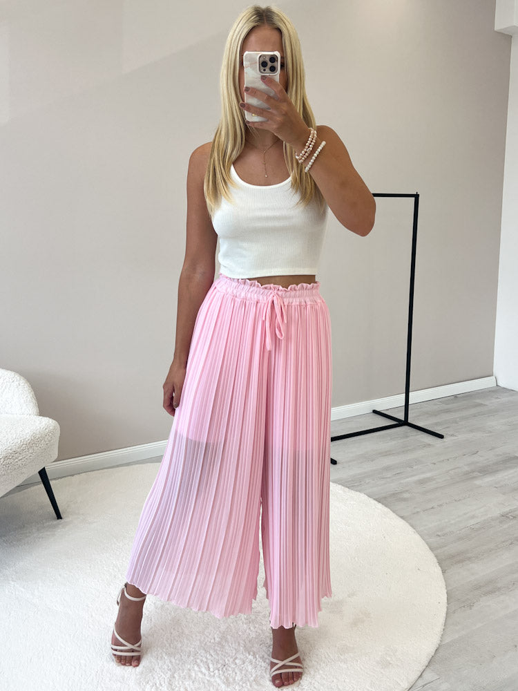 Plissee Culotte Hose - puderrosa
