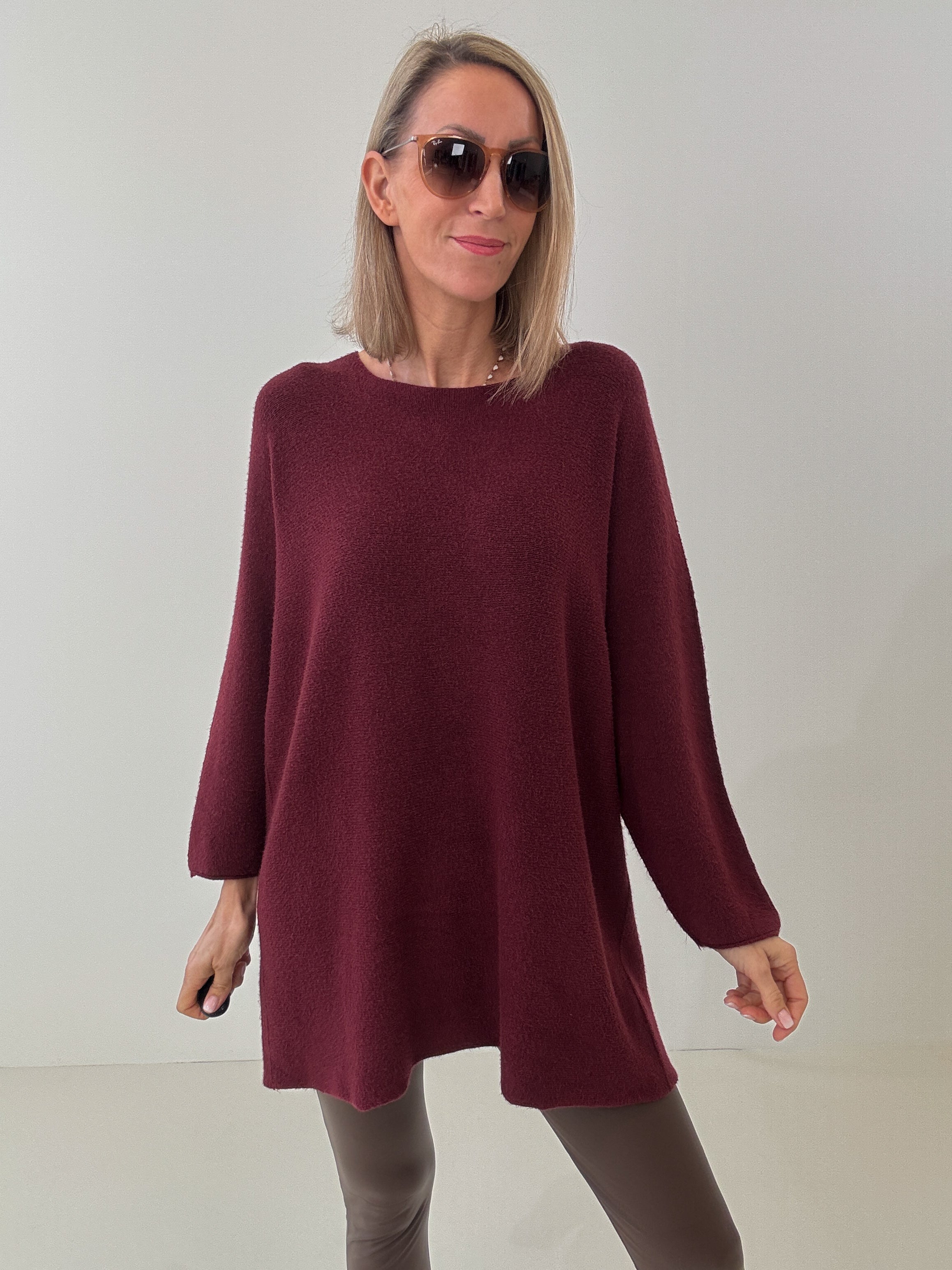„Vicenza Long" weicher Pullover mit Viscose - bordeaux