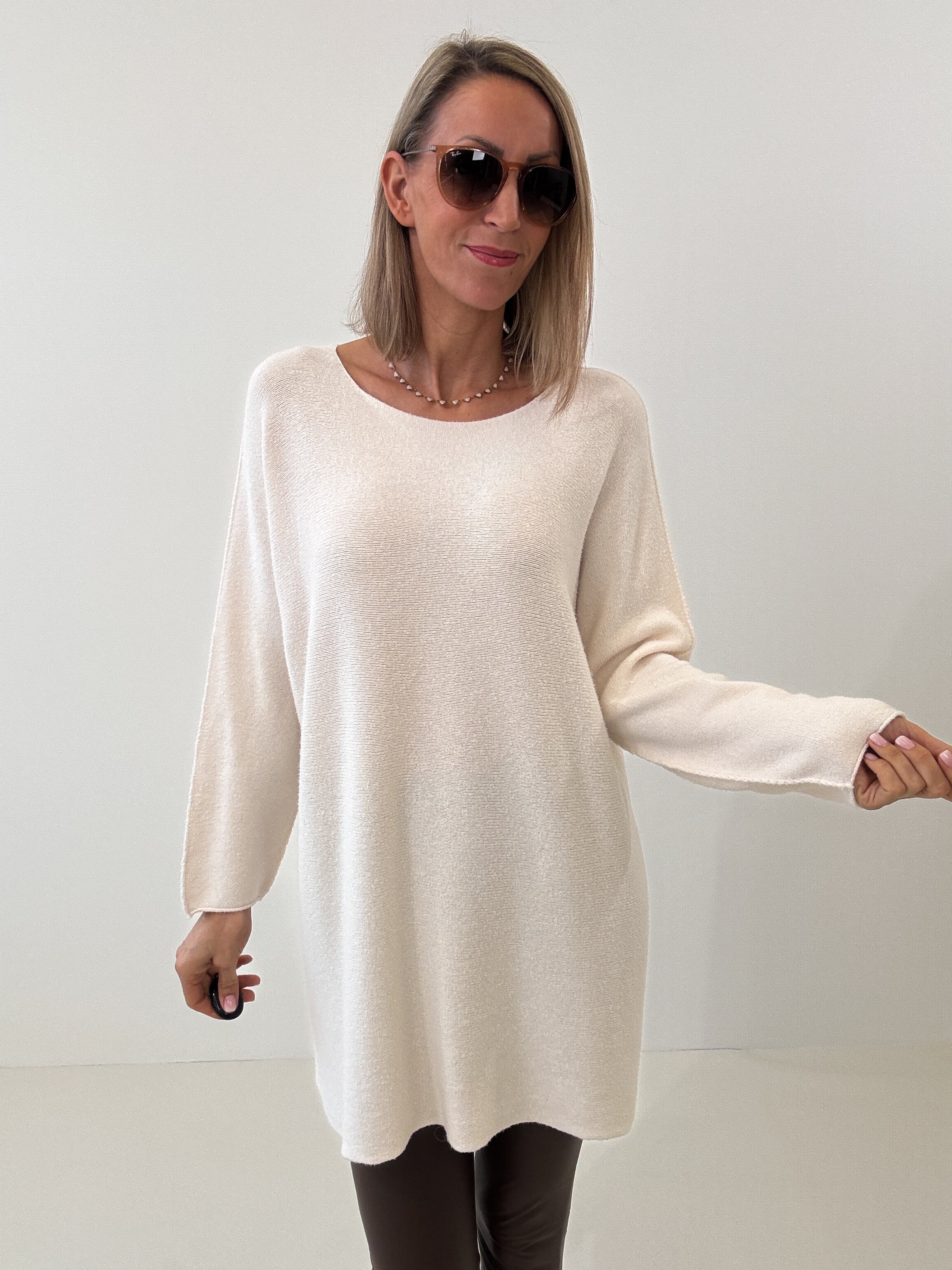 „Vicenza Long" weicher Pullover mit Viscose - creme