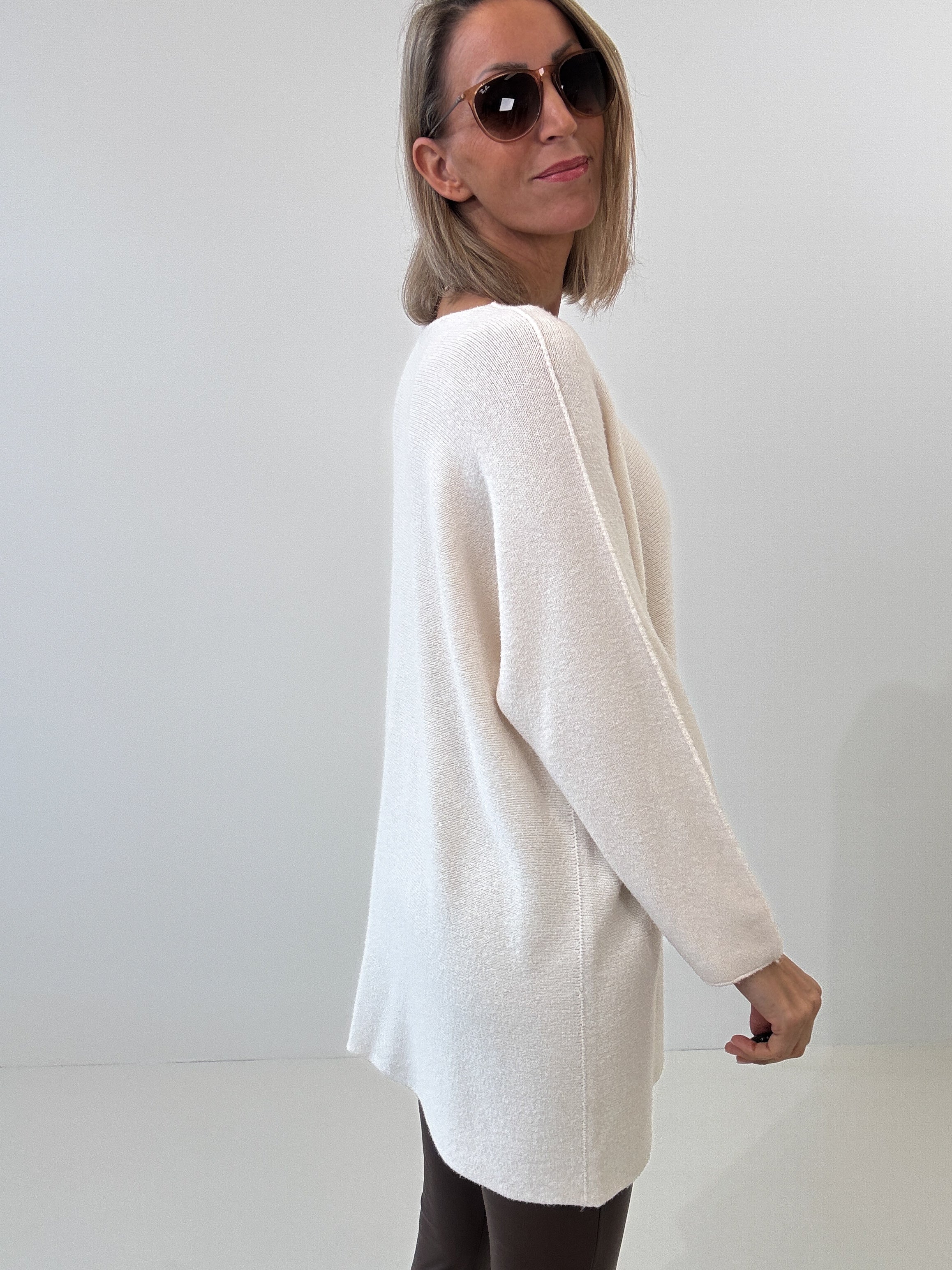 „Vicenza Long" weicher Pullover mit Viscose - creme