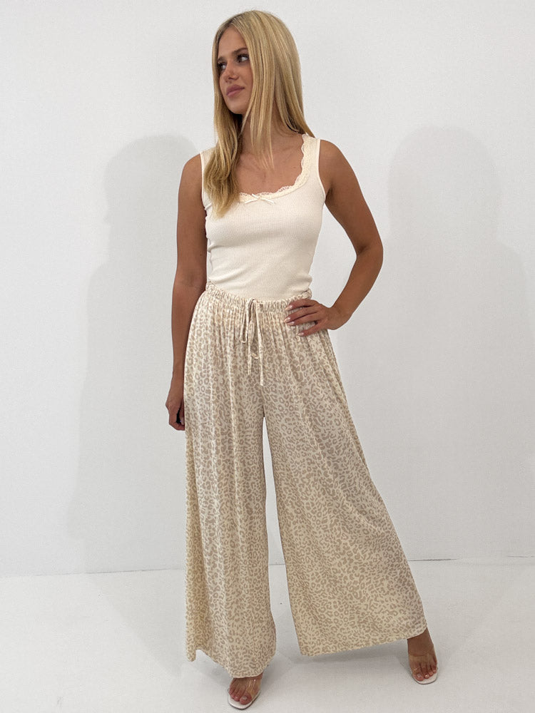 "Pienza Leo" weiche Hose aus Viscose - beige/creme