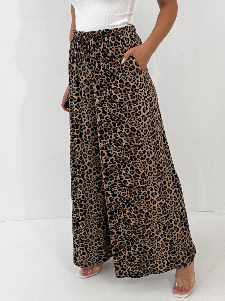 "Pienza Leo" weiche Hose aus Viscose - camel/schwarz