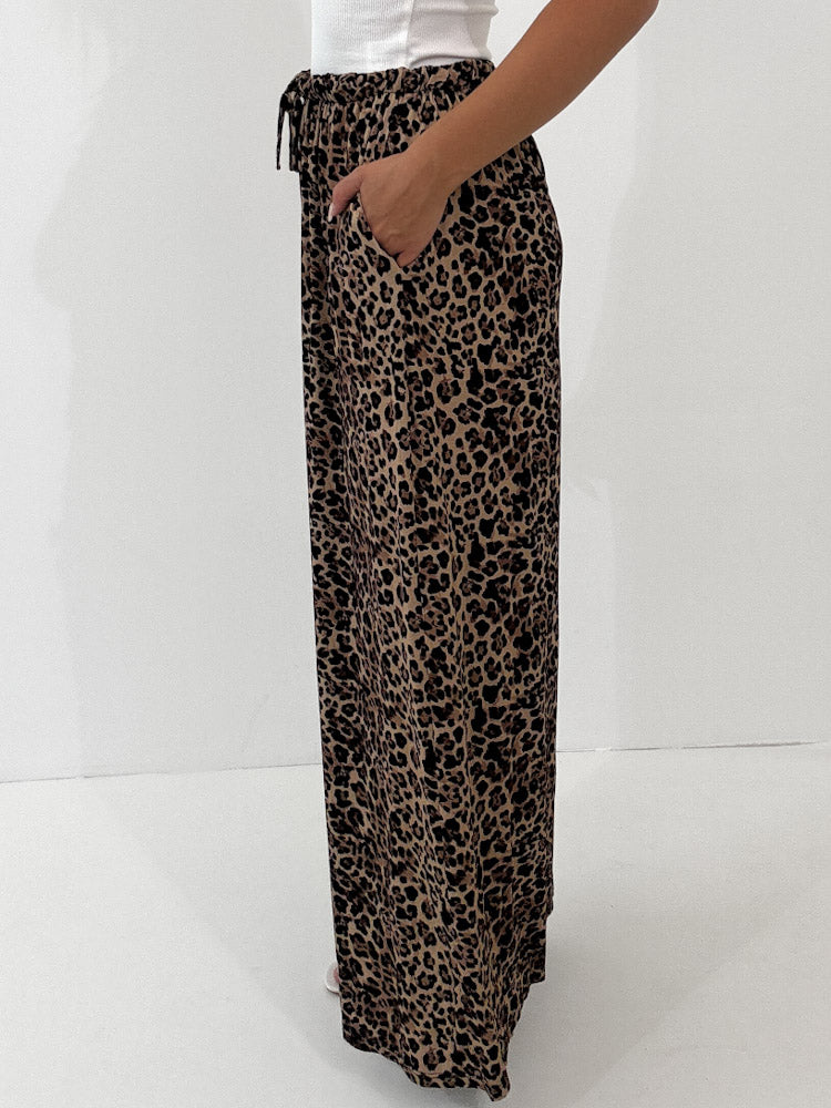"Pienza Leo" weiche Hose aus Viscose - camel/schwarz