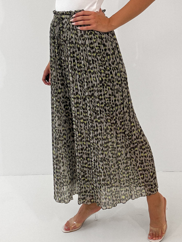Leo Culotte Plisseehose - grau/khaki