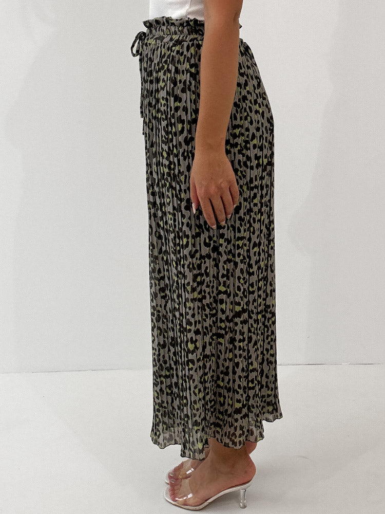 Leo Culotte Plisseehose - grau/khaki