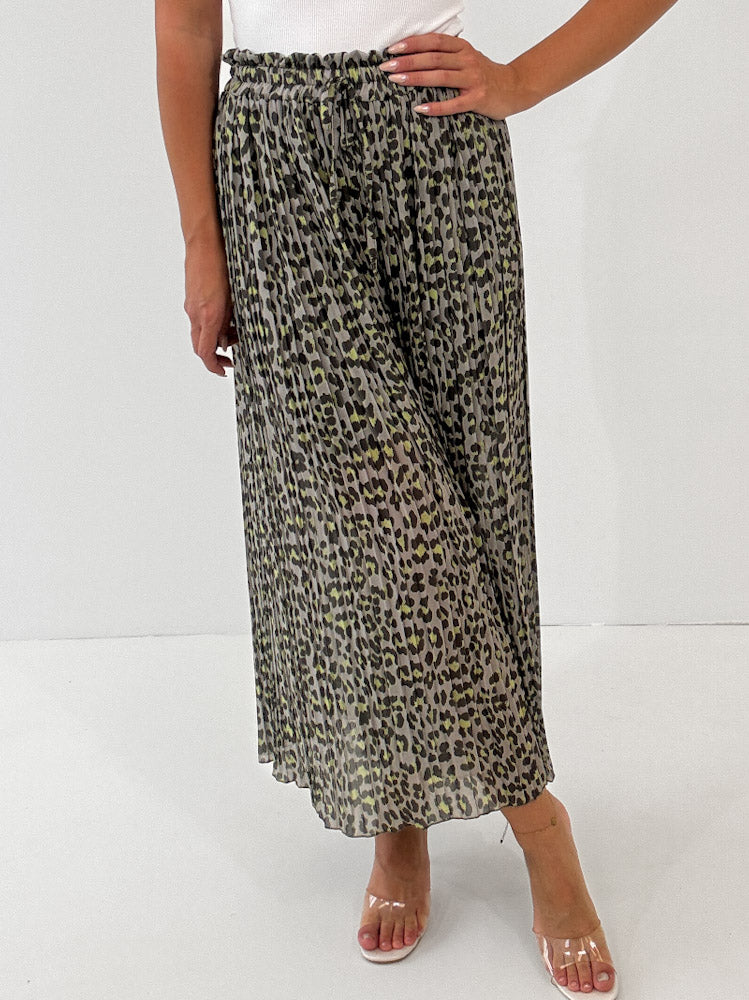 Leo Culotte Plisseehose - grau/khaki