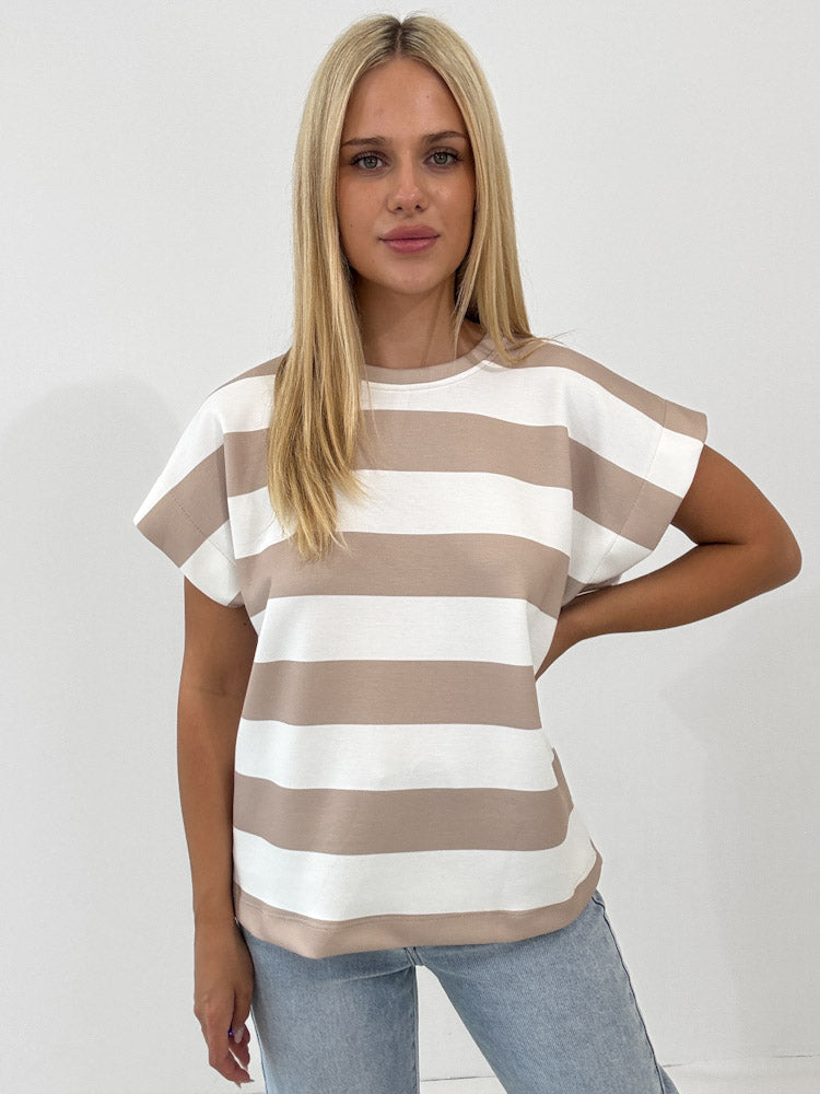 "Summer Line" Shirt Viscose - weiß/beige