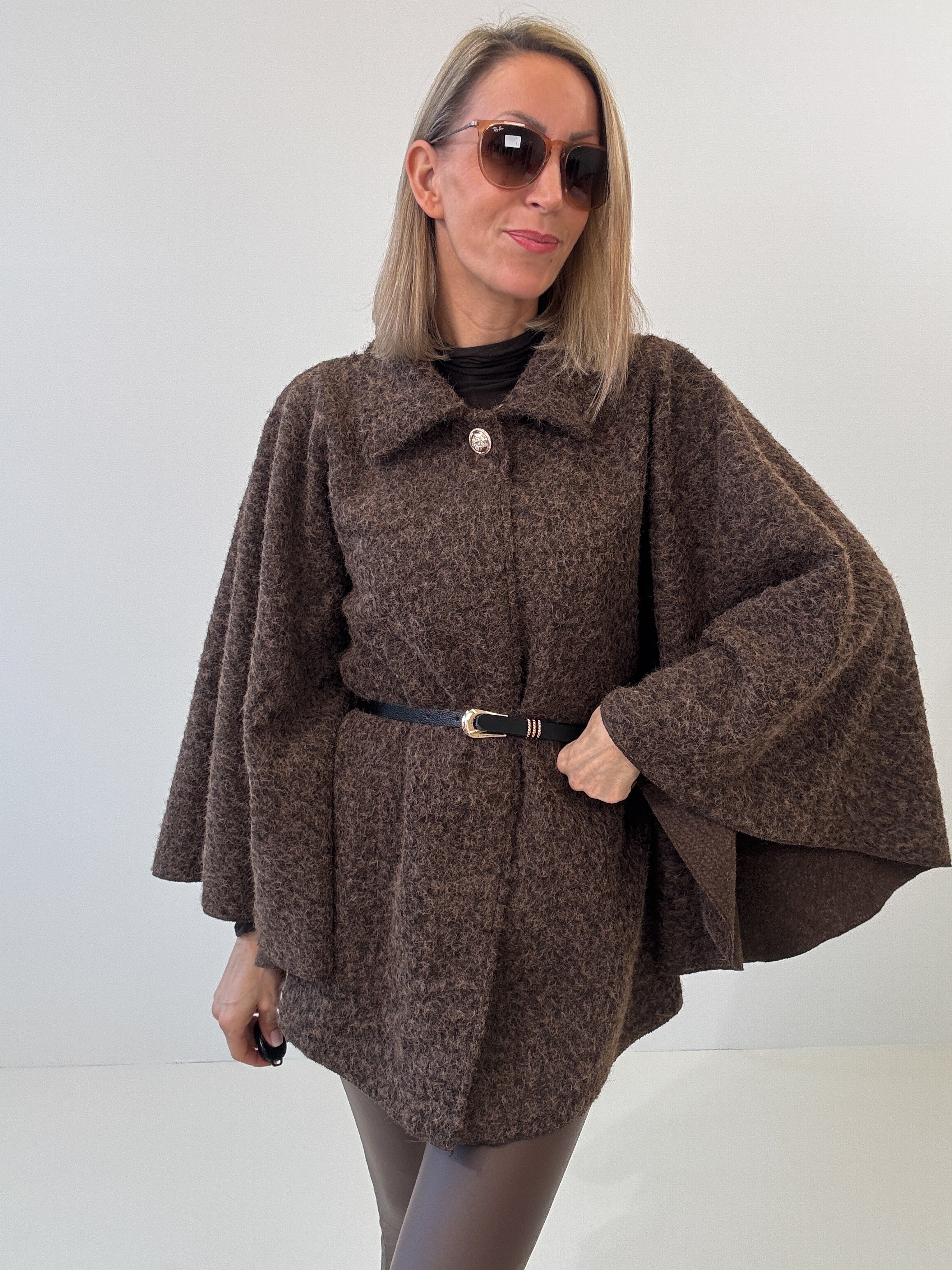 "Umbria" schöner Poncho - dunkelbraun