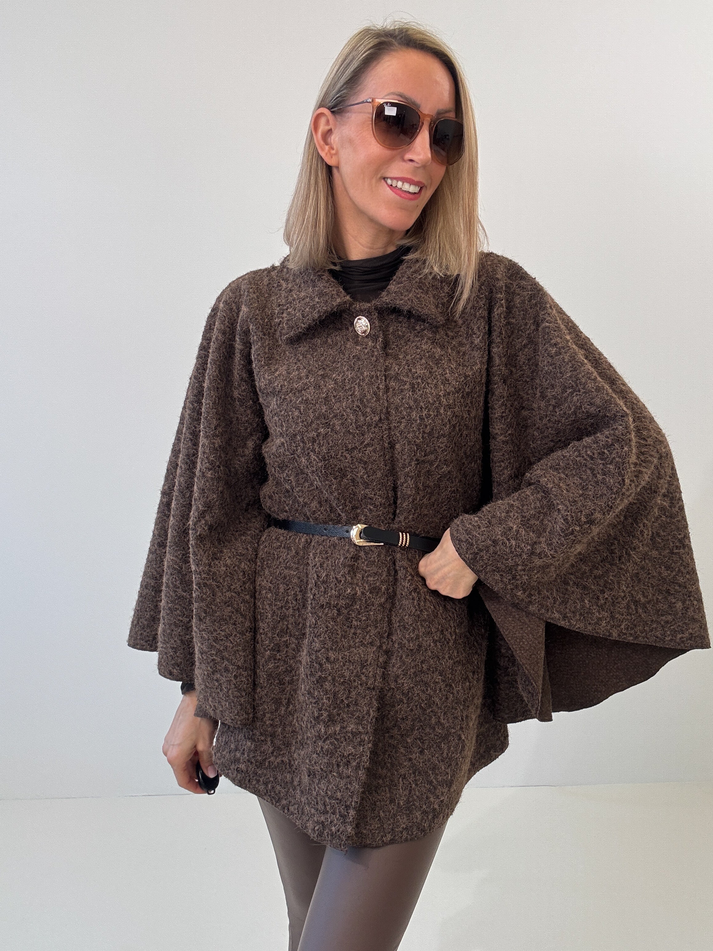 "Umbria" schöner Poncho - dunkelbraun