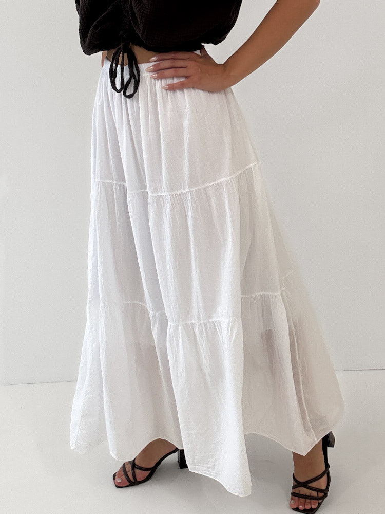 "Lune Skirt" langer Rock aus Baumwolle - weiß