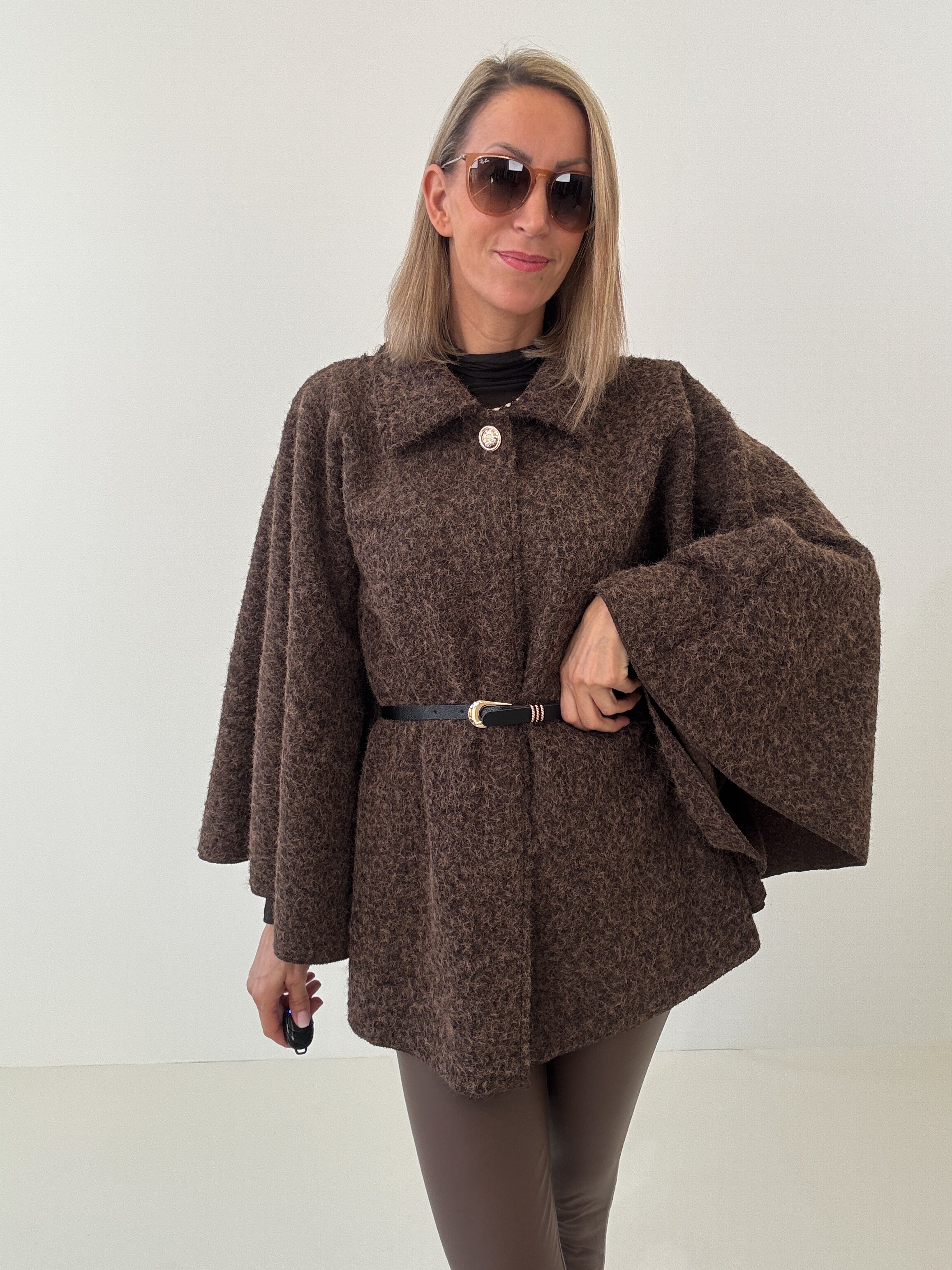 "Umbria" schöner Poncho - dunkelbraun