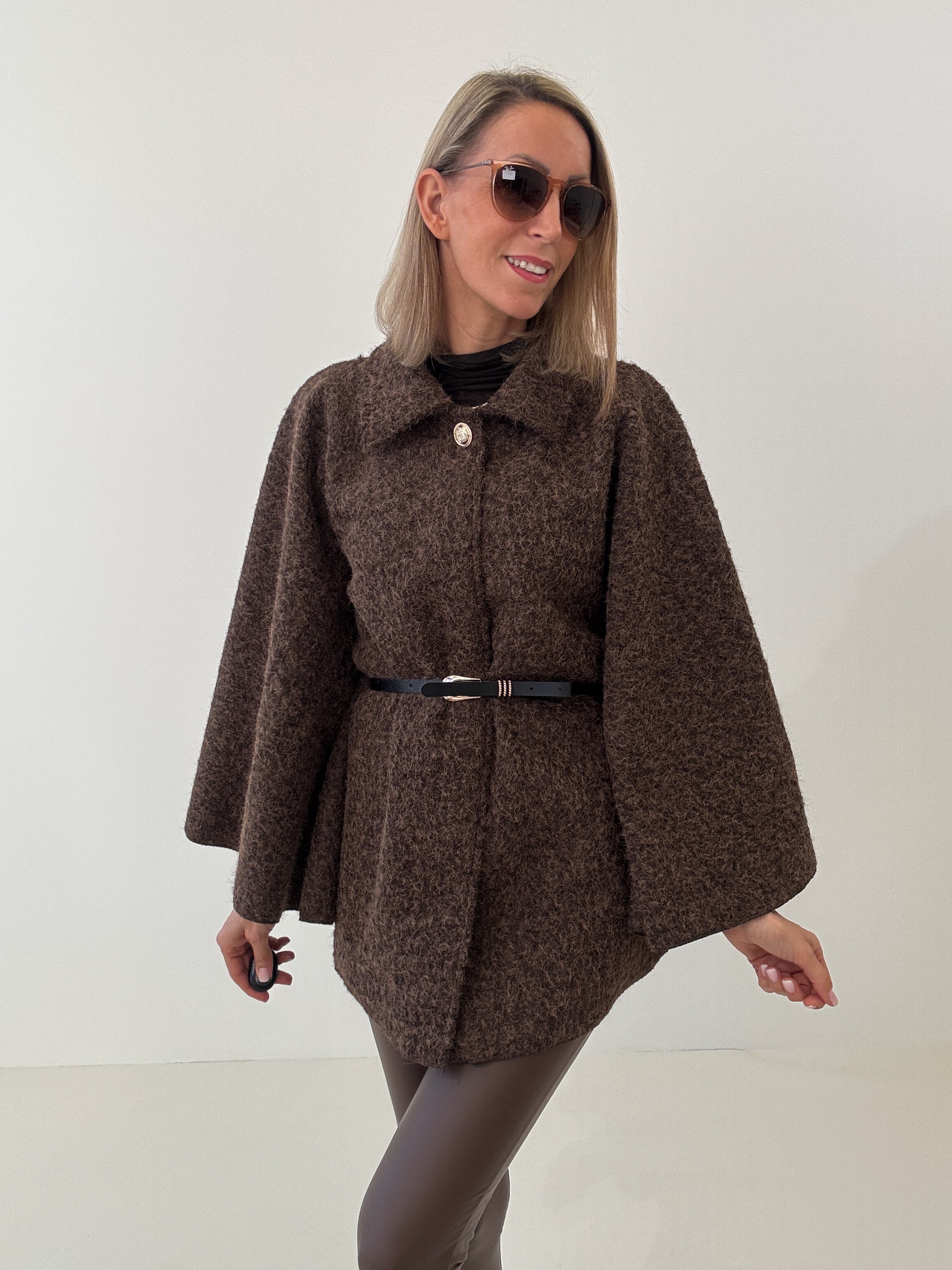 "Umbria" schöner Poncho - dunkelbraun