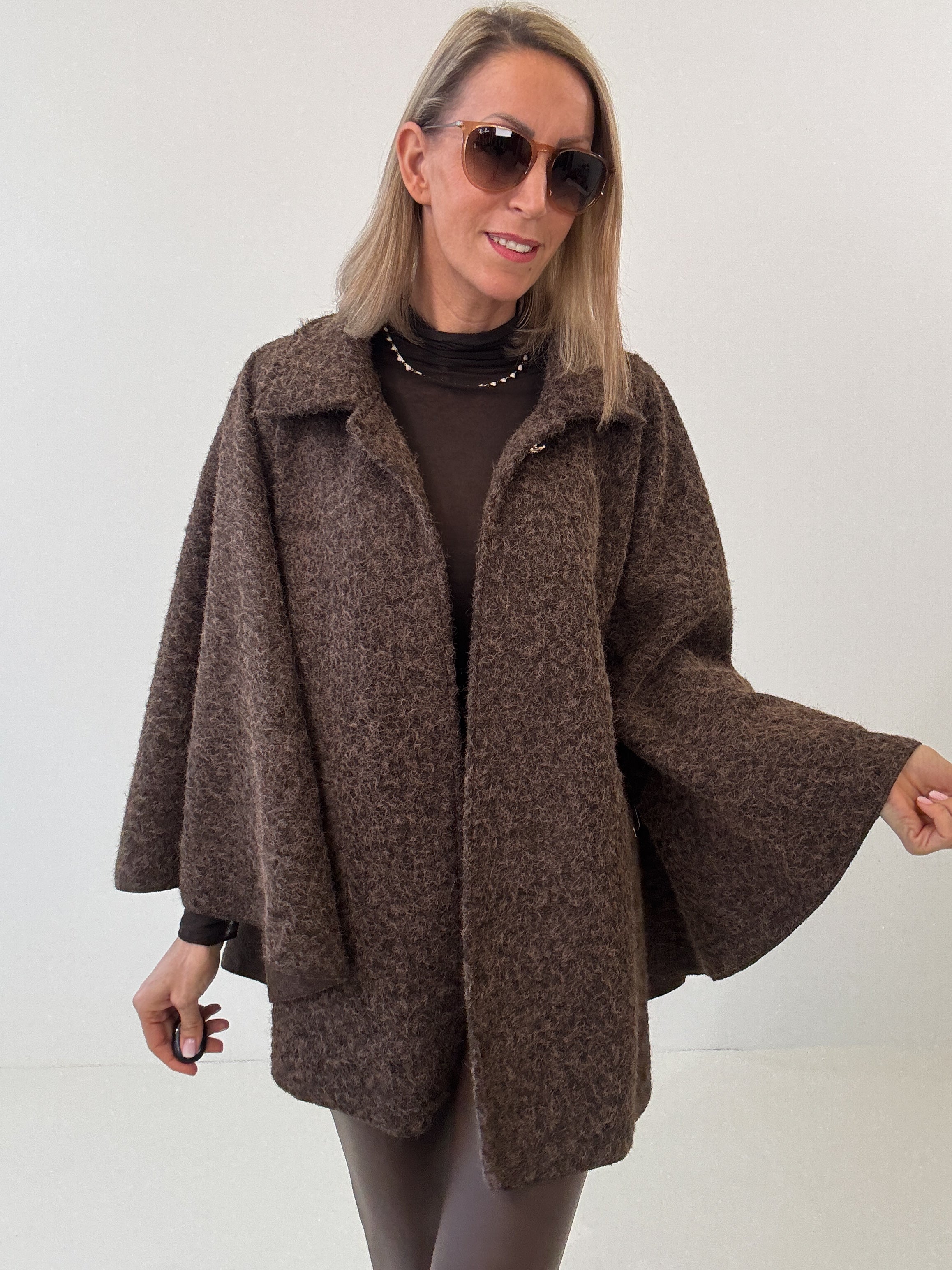 "Umbria" schöner Poncho - dunkelbraun