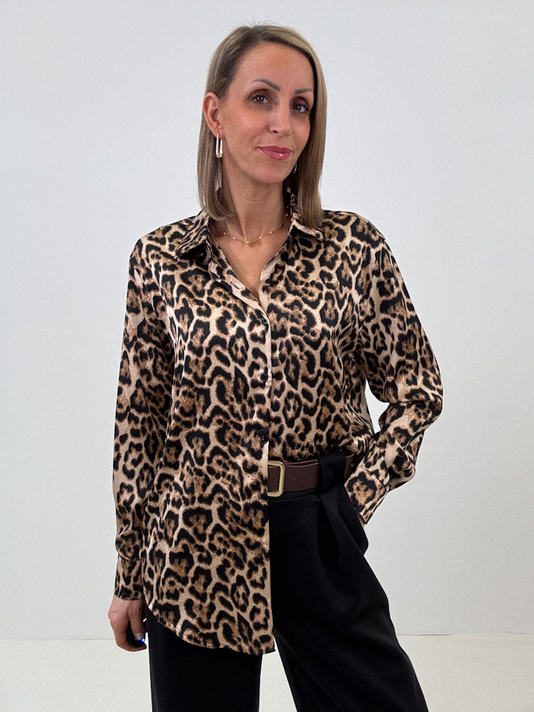 "Silky Leo" weiche Bluse aus Viscose - beige