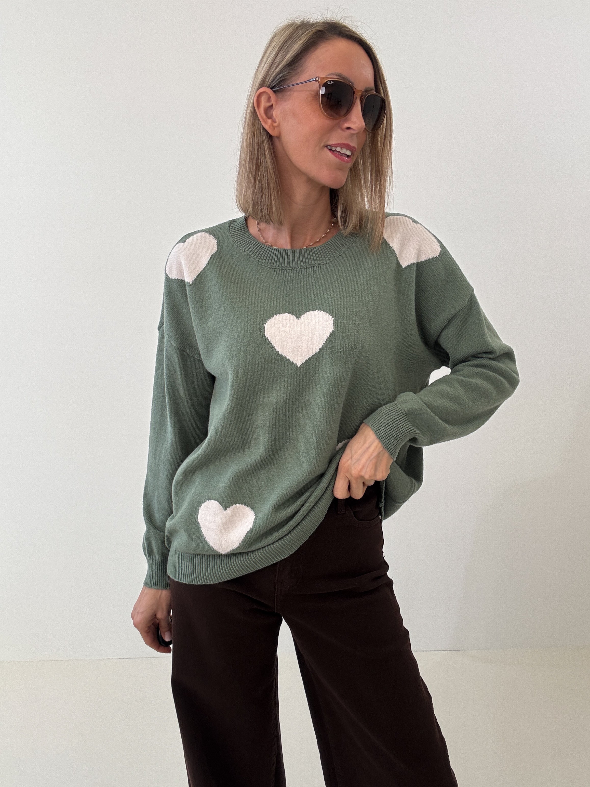 "Simply Heart" Pullover aus Viscose - grün