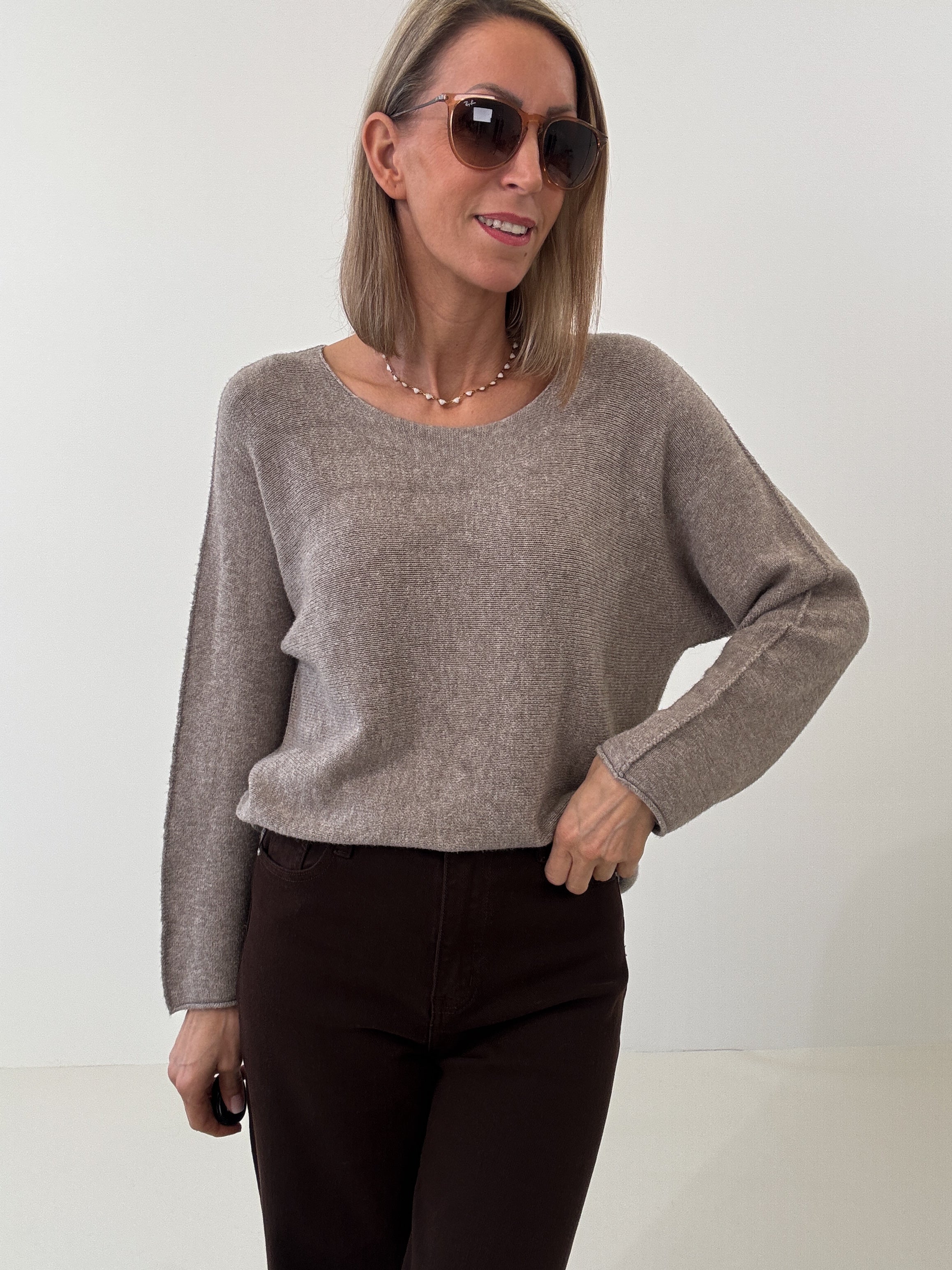 „Vicenza" weicher Pullover mit Viscose - mocca