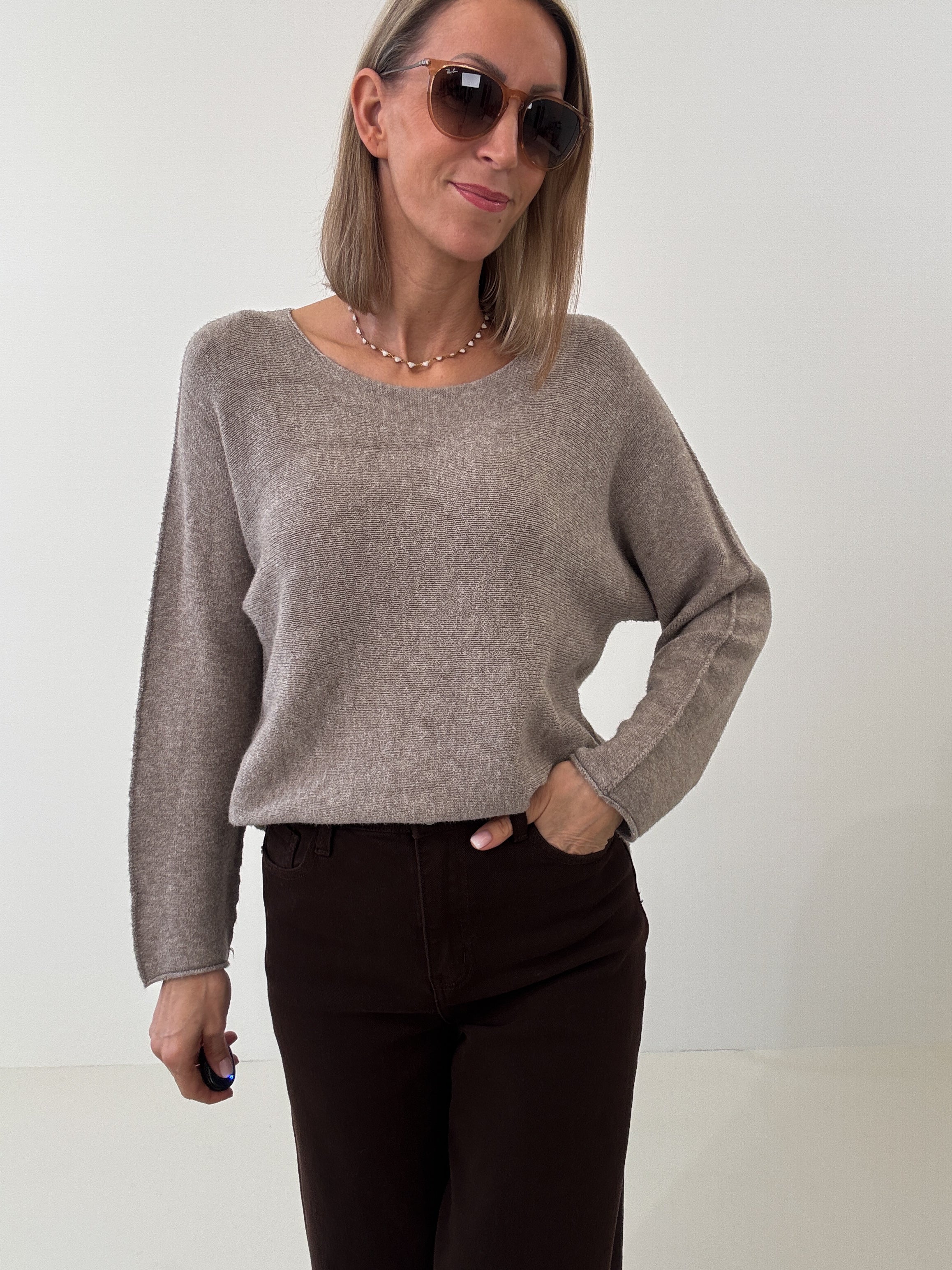 „Vicenza" weicher Pullover mit Viscose - mocca