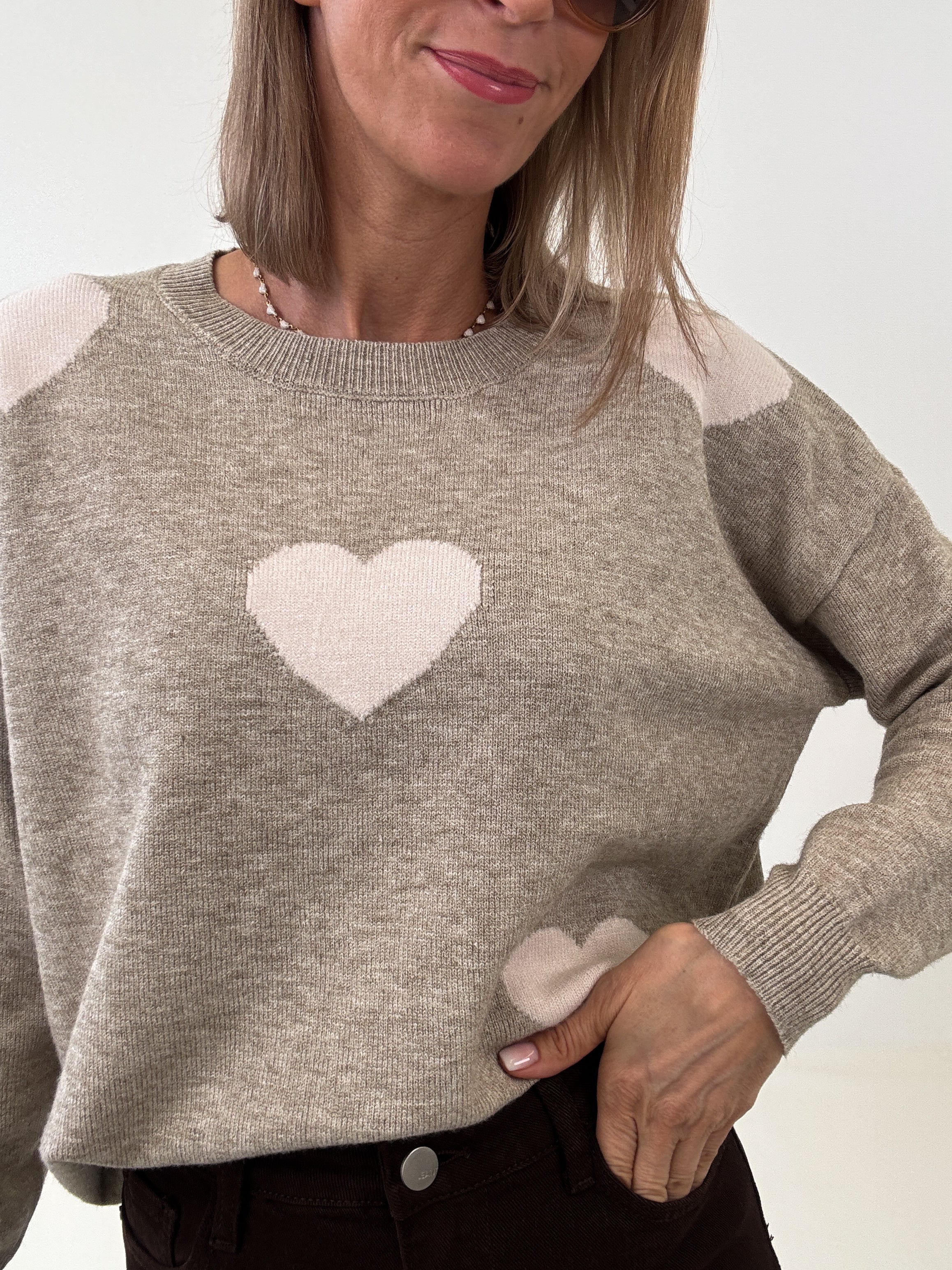 "Simply Heart" Pullover aus Viscose - dunkelbeige