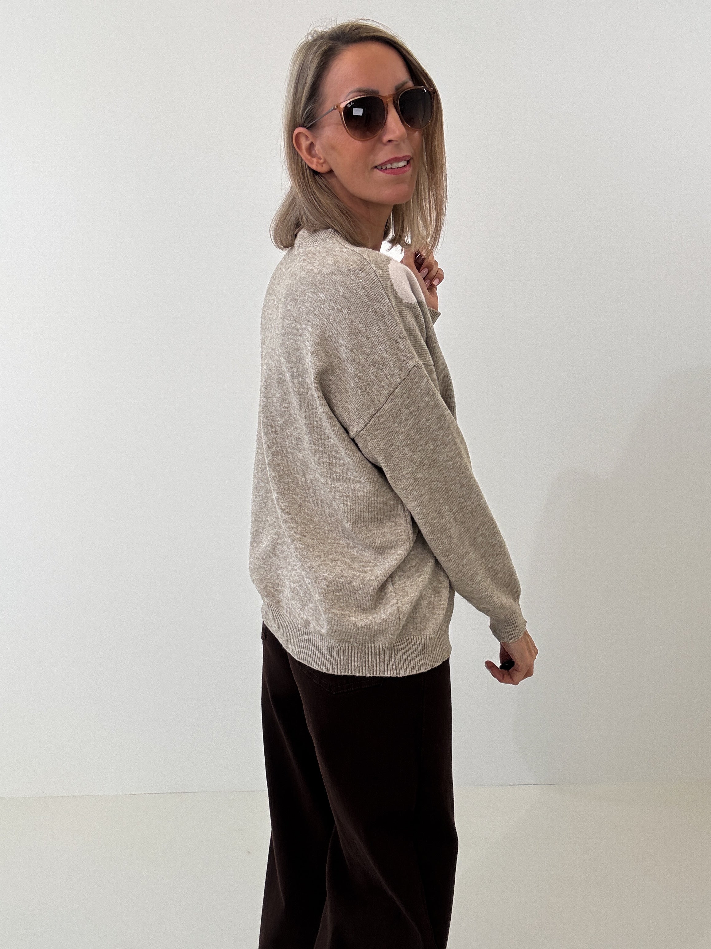"Simply Heart" Pullover aus Viscose - dunkelbeige