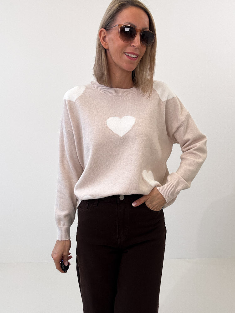 "Simply Heart" Pullover aus Viscose - hellbeige