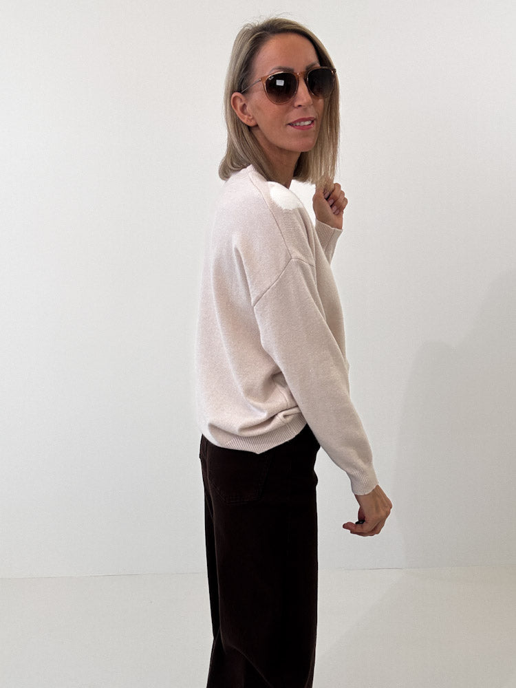 "Simply Heart" Pullover aus Viscose - hellbeige