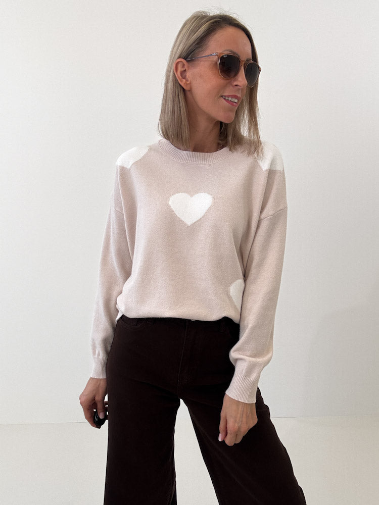 "Simply Heart" Pullover aus Viscose - hellbeige
