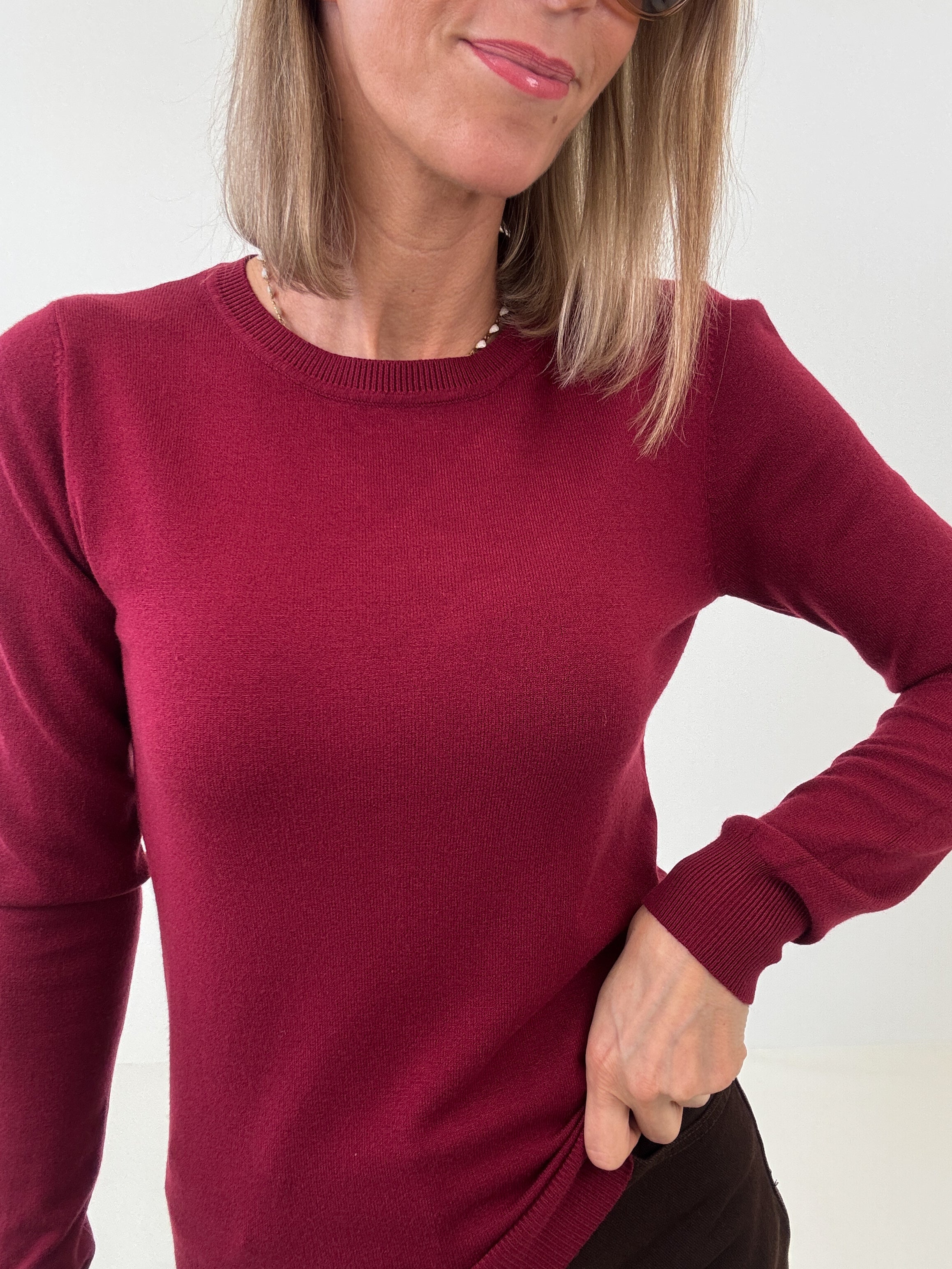 "Cushy" kuscheliger Cashmere Pullover - bordeaux