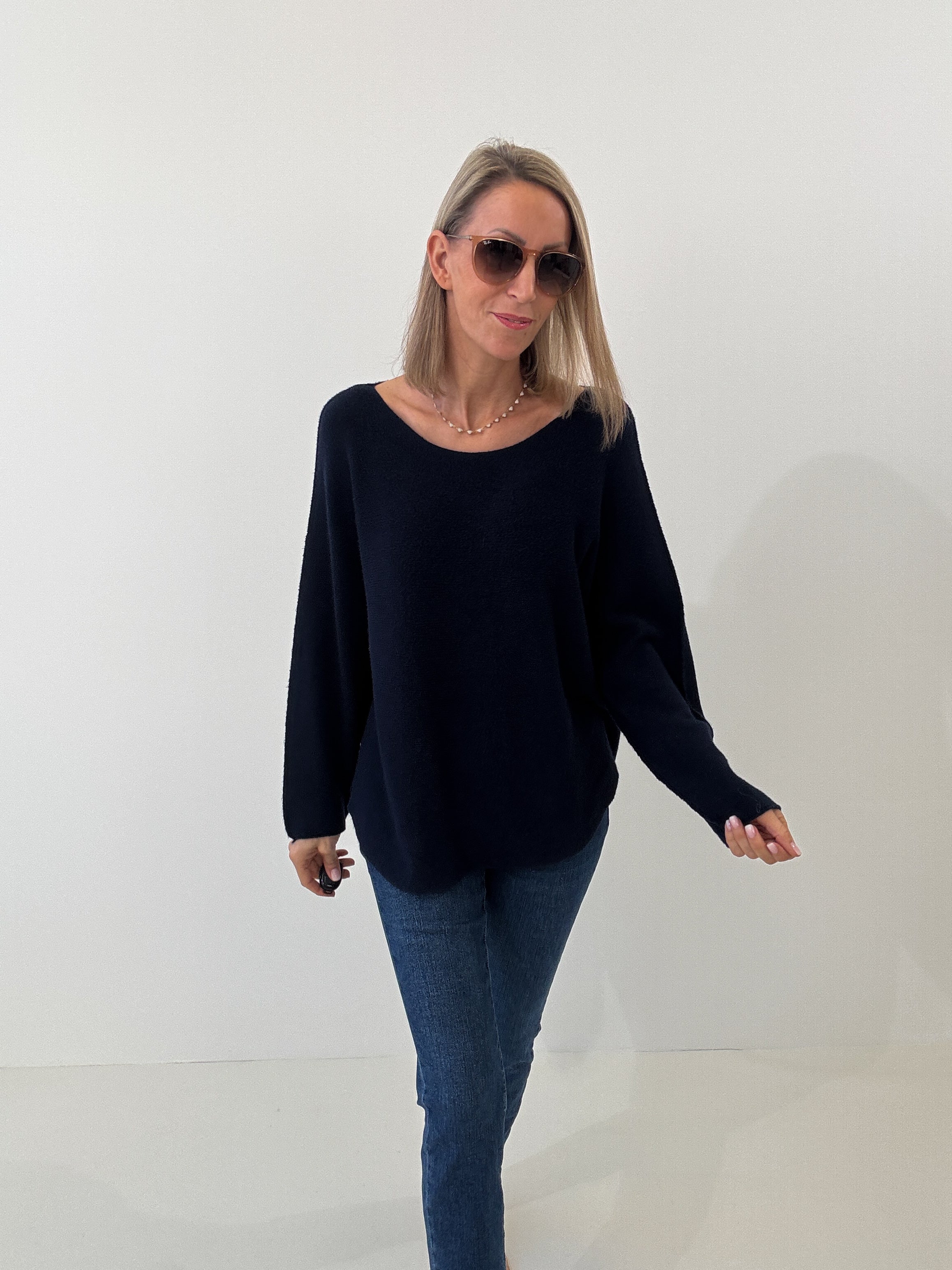 „Vicenza" weicher Pullover mit Viscose - navy blau