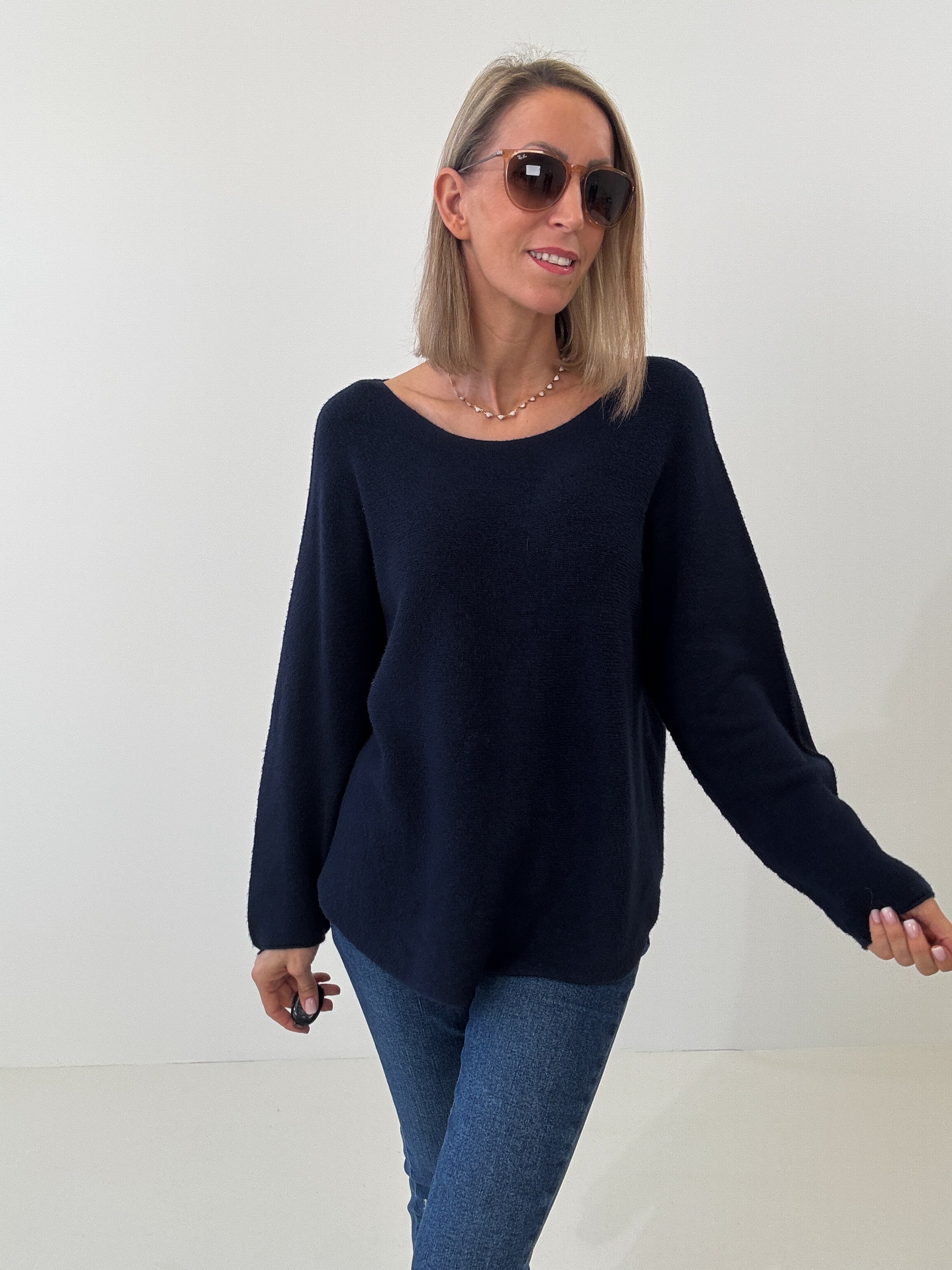 „Vicenza" weicher Pullover mit Viscose - navy blau