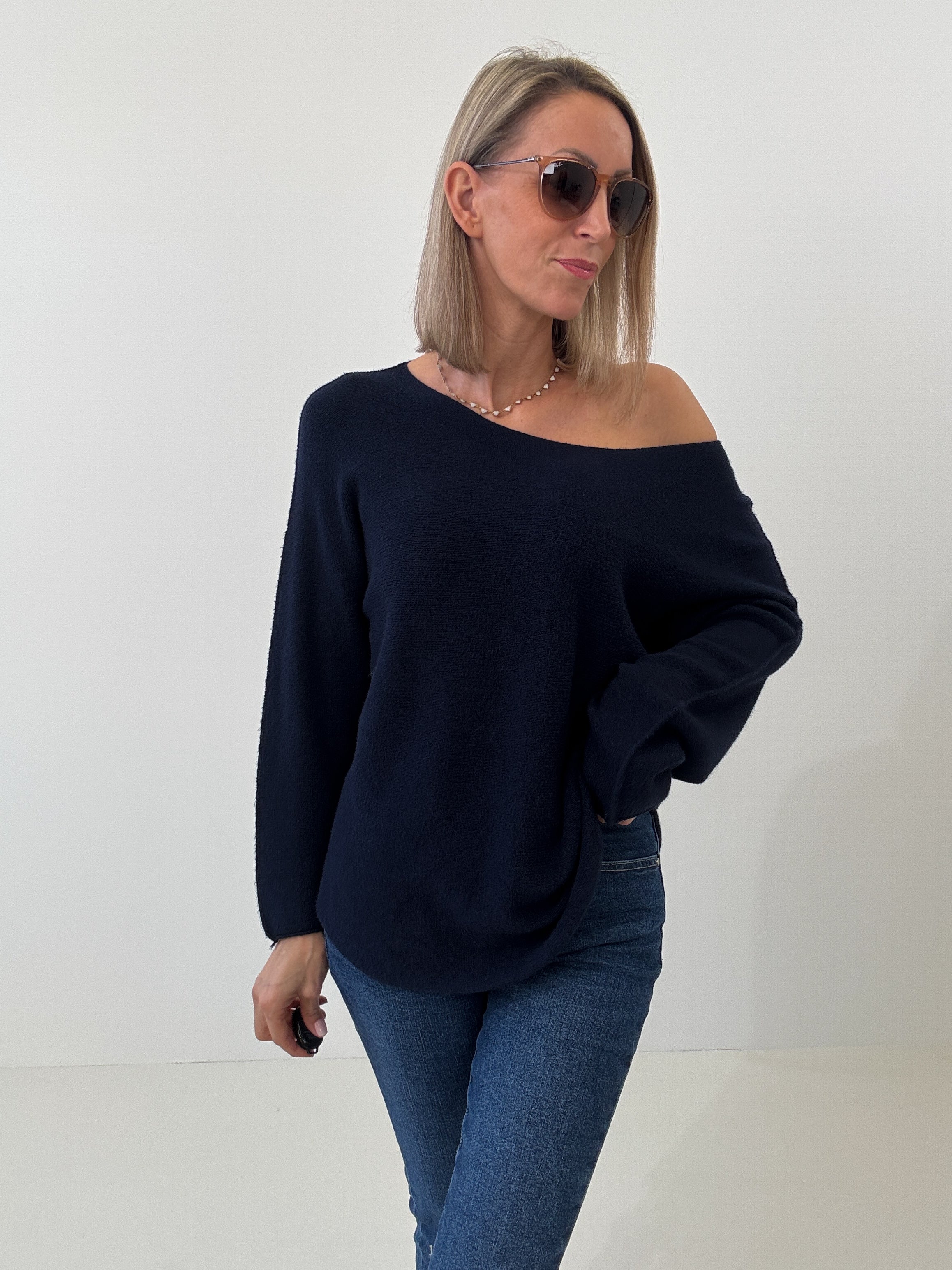 „Vicenza" weicher Pullover mit Viscose - navy blau