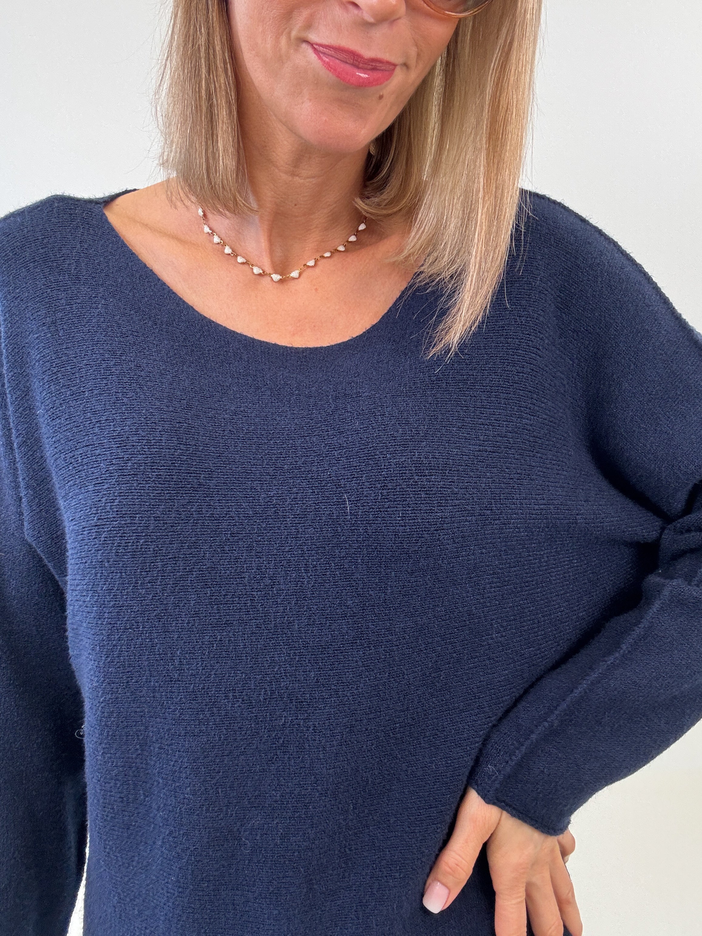 „Vicenza" weicher Pullover mit Viscose - navy blau