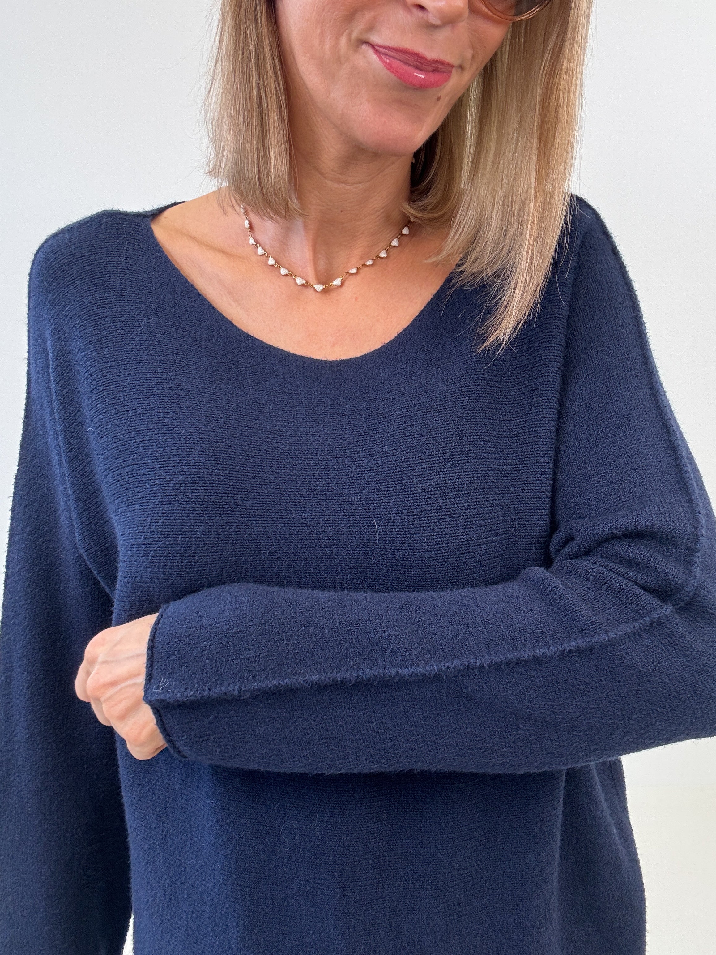 „Vicenza" weicher Pullover mit Viscose - navy blau