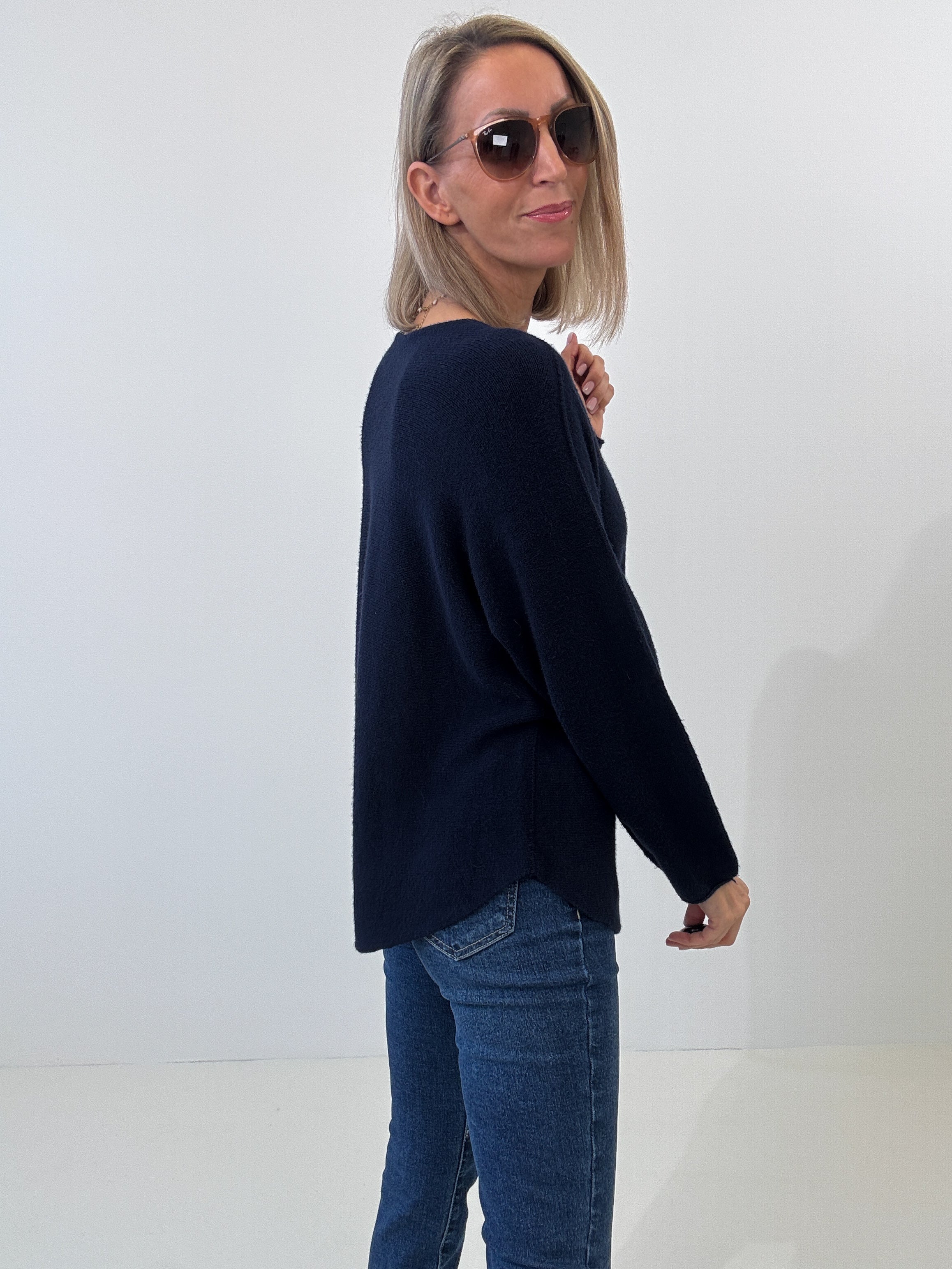 „Vicenza" weicher Pullover mit Viscose - navy blau