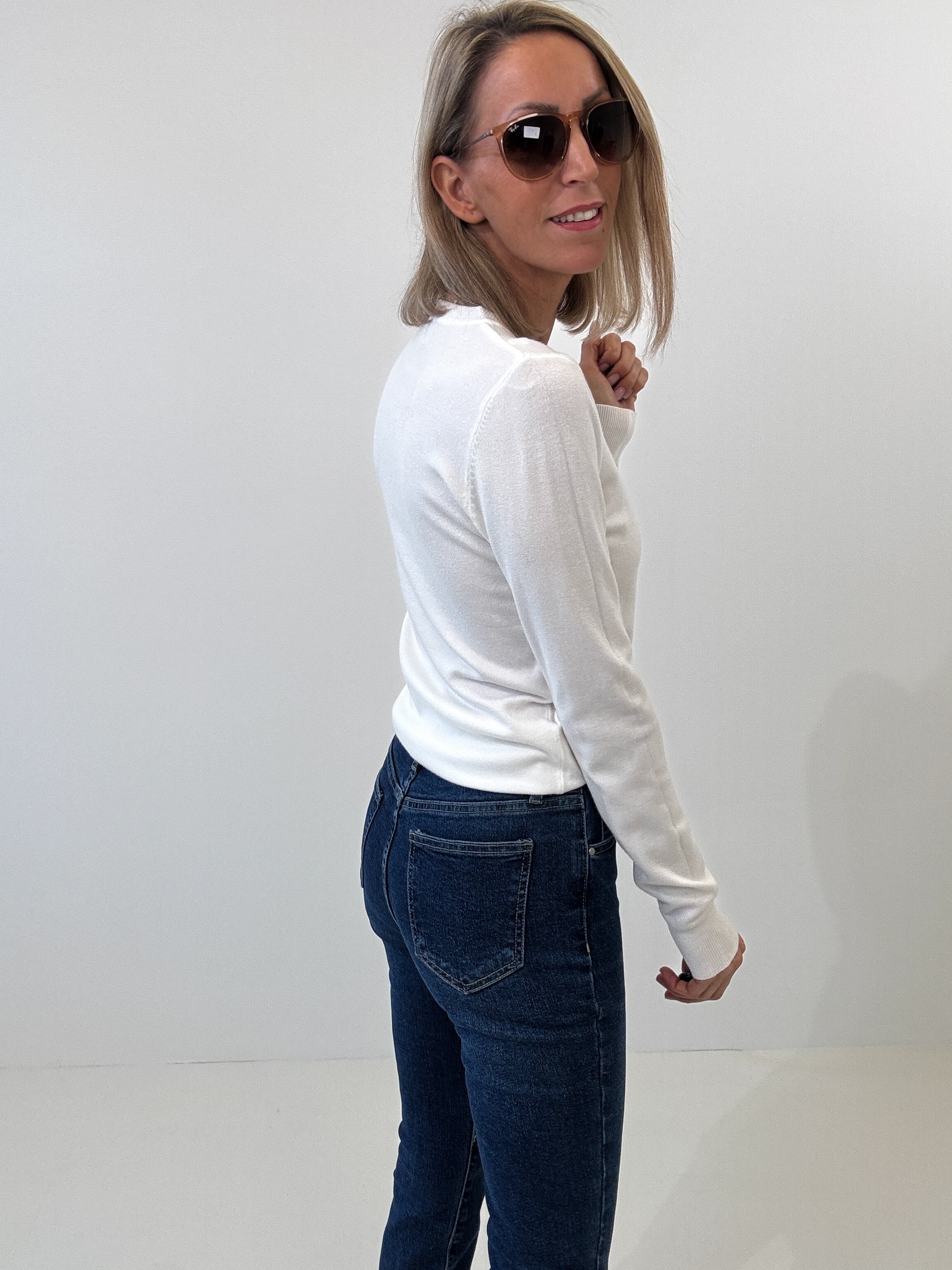 "Cushy" kuscheliger Cashmere Pullover - weiß