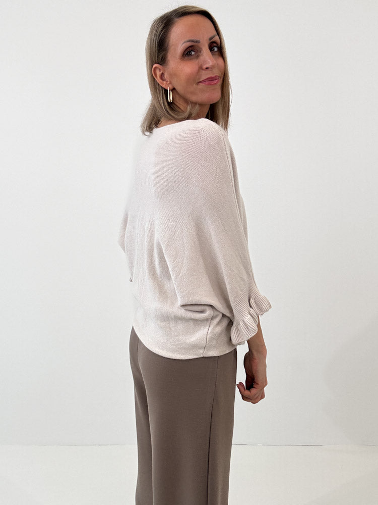 "Vicenza Volant" weicher Pullover mit Viscose - beige